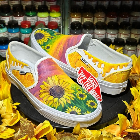Custom painted Sunflower Vans Size 8 women’s - Picture 2 of 5